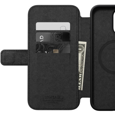 Nomad Horween Black Leather Folio Case - For iPhone 15 Pro Max