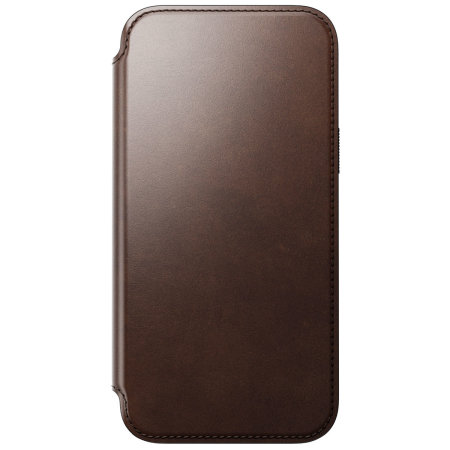 Nomad Horween Rustic Brown Leather Folio Case - For iPhone 15 Pro Max