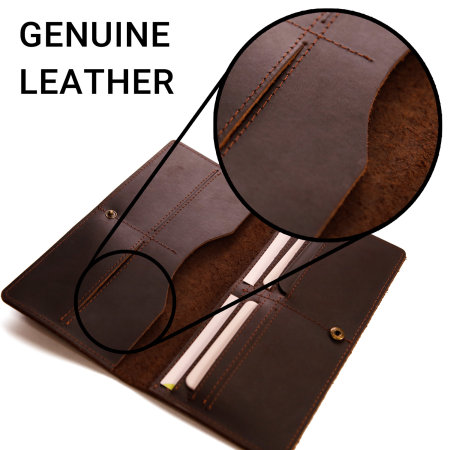 Olixar Dark Coffee Genuine Leather Universal Pouch & Wallet Case