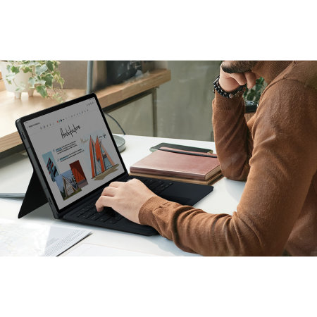 Official Samsung Black Book Cover Keyboard with Trackpad - For Samsung Galaxy Tab S9
