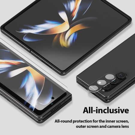 Whitestone Bundle: 2 Inner Film Screen Protectors & 2 Front EZ Glass Screen Protectors & 2 Glass Camera Protectors - For Samsung Galaxy Z Fold