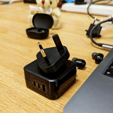 Olixar Super Fast 65W GaN USB A and USB-C Wall Charger With Super Fast Braided USB-C to C Cable - For Samsung Galaxy Tab S9