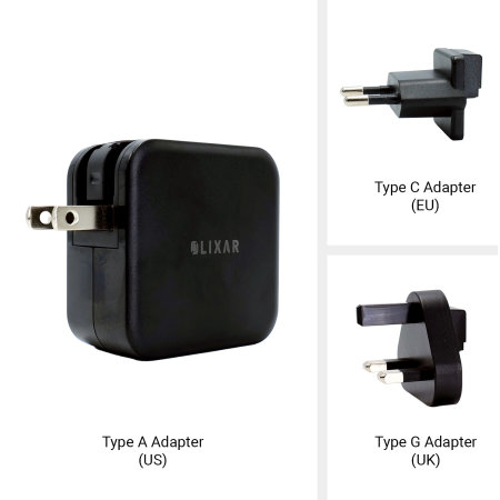 Olixar Super Fast 65W GaN USB A and USB-C Wall Charger With Super Fast Braided USB-C to C Cable - For Samsung Galaxy Tab S9