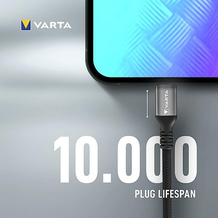 Varta 100W Black USB-C to USB-C Charge & Sync 2m Cable