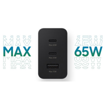Official Samsung Trio 65W European Travel Charger with 2 USB-C and 1 USB-A Port