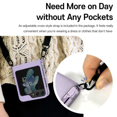 Araree Canvas Diary Purple Case with Adjustable Shoulder Strap - For Samsung Galaxy Z Flip5