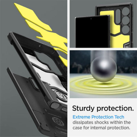 Spigen Black Tough Armor Stand Case - For Samsung Galaxy S23 Ultra