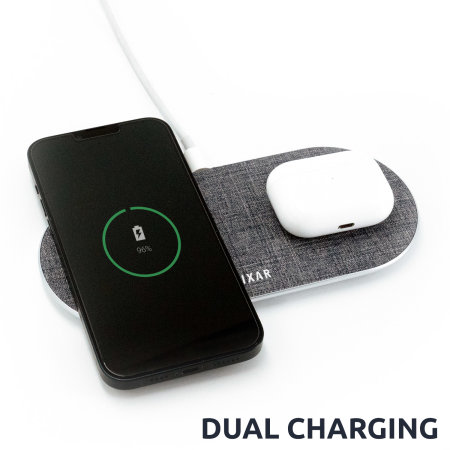Olixar 20W Grey Dual Wireless Charger Pad - For iPhone 15 Plus