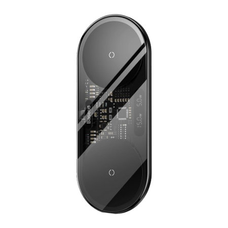 Baseus 20W Black Digital LED Display Dual Wireless Charger Pad - For Nothing Phone (1)