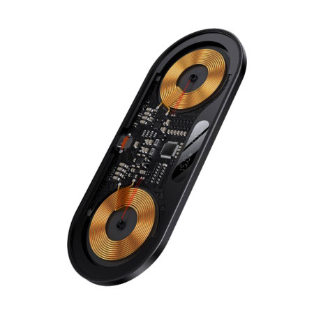 Baseus 20W Black Digital LED Display Dual Wireless Charger Pad - For Nothing Phone (1)