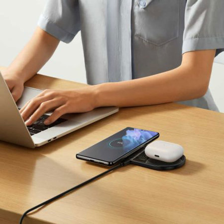 Baseus 20W Black Digital LED Display Dual Wireless Charger Pad - For Nothing Phone (1)