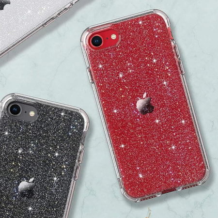 Olixar Clear Glitter Tough Case - For iPhone SE 2020