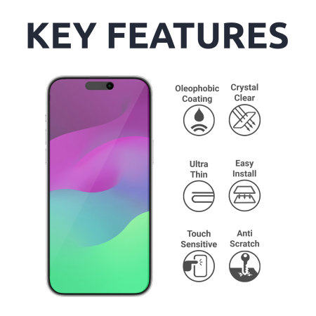 Olixar Two Pack Film Screen Protectors - For iPhone 15 Pro Max