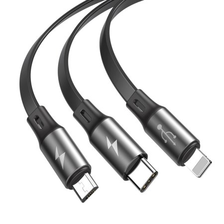 Baseus 3-in-1 USB to Lightning, USB-C & Micro USB Retractable Charge and Sync Cable - 1.2m