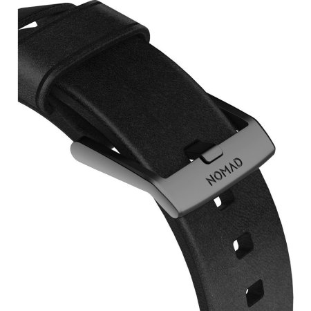 Nomad Black Modern Leather Strap For Apple Watch Series 9 45mm