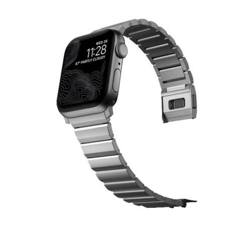 Nomad Silver Titanium Metal Links Band - For Apple Watch Series 9 45mm