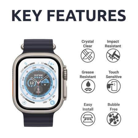 Olixar Glass Screen Protector with Installation Frame - For Apple Watch Ultra 2