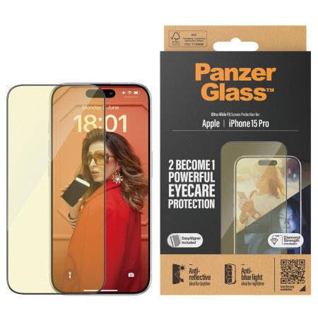 PanzerGlass Anti-Reflective & Anti-Blue Light Tempered Glass Screen Protector - For iPhone 15 Pro