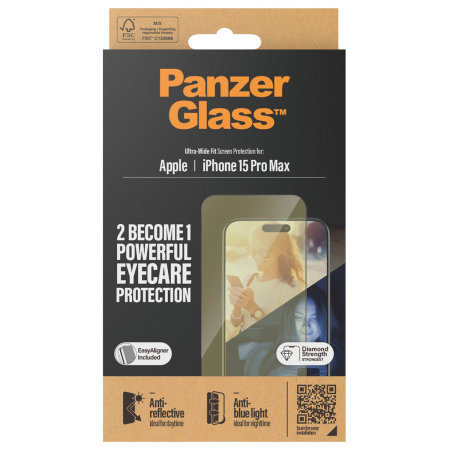 PanzerGlass Anti-Reflective & Anti-Blue Light Tempered Glass Screen Protector - For iPhone 15 Pro Max