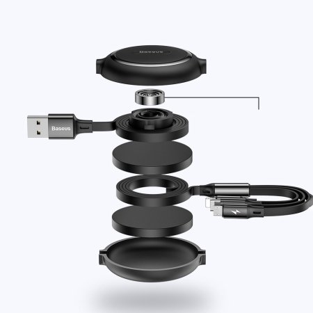 Baseus 3-in-1 USB to USB-C, Lightning & Micro USB Retractable Charge and Sync Cable - 1.2m