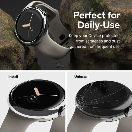 Ringke Stainless Steel Glossy Silver Bezel Protector - For Google Pixel Watch 2