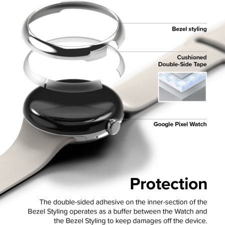 Ringke Stainless Steel Glossy Silver Bezel Protector - For Google Pixel Watch 2