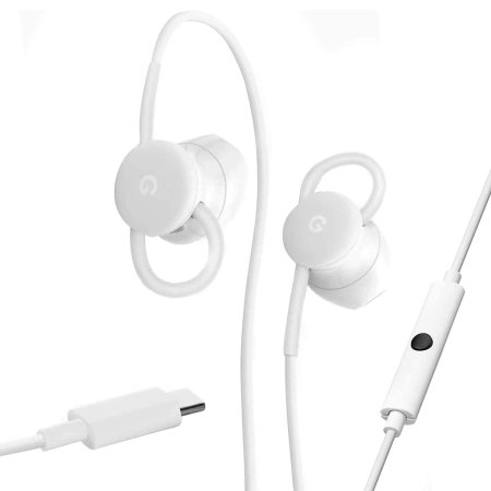 Official Google White In-Ear Wired USB-C Earbuds with Built-in Microphone - For Google Pixel 8