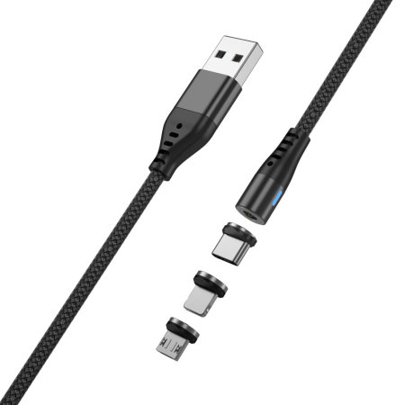 Maxlife 1m Magnetic 3-in-1 USB to USB-C, Lightning & Micro USB Cable