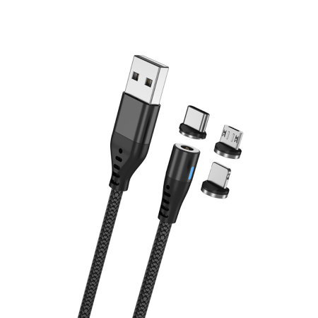 Maxlife 1m Magnetic 3-in-1 USB to USB-C, Lightning & Micro USB Cable