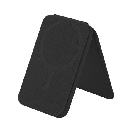 Olixar Black Eco-Leather MagSafe Card Holder & Phone Stand