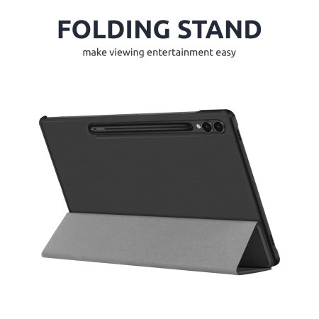 Olixar Eco-Leather Black Stand Case with S Pen Holder - For Samsung Galaxy Tab S9 FE Plus
