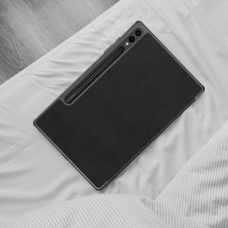 Olixar Eco-Leather Black Stand Case with S Pen Holder - For Samsung Galaxy Tab S9 FE Plus
