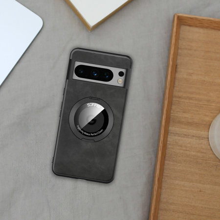 Olixar Black Eco-Leather MagSafe Ring Stand Case - For Google Pixel 8 Pro