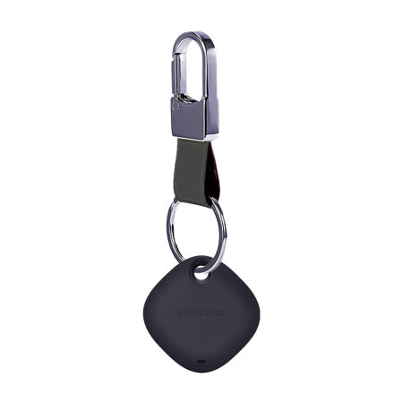 Olixar Grey Genuine Leather Keyring with Carabiner Clip - For Samsung Galaxy SmartTags