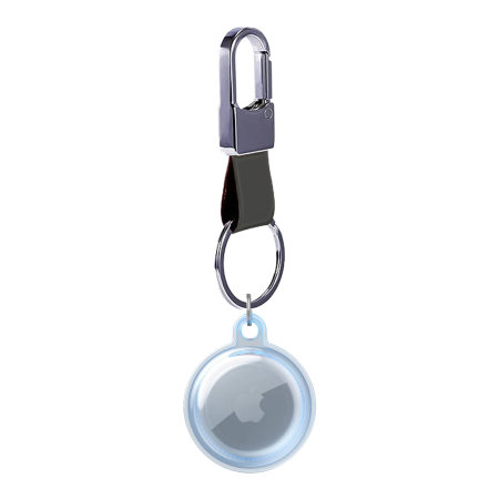 Olixar Grey Genuine Leather Keyring with Carabiner Clip - For Samsung Galaxy SmartTags