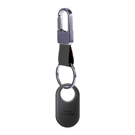 Olixar Grey Genuine Leather Keyring with Carabiner Clip - For Samsung Galaxy SmartTags