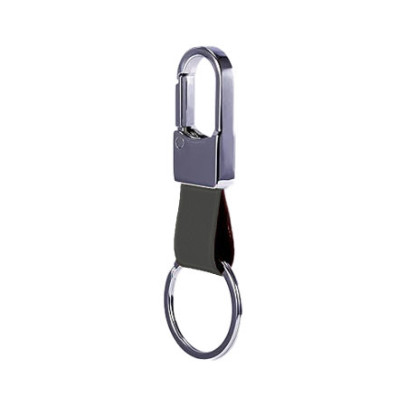 Olixar Grey Genuine Leather Keyring with Carabiner Clip - For Samsung Galaxy SmartTags