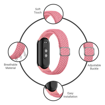 Pink Braided Fabric Strap - For Xiaomi Mi Smart Band 8