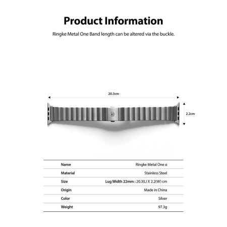 Ringke Metal One α Adjustable Stainless Steel Strap - For Apple Watch SE 2023 44mm