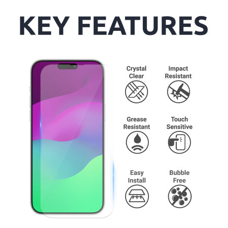 Olixar Tempered Glass Screen Protector & Camera Protector - For iPhone 15 Pro Max