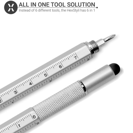 Olixar Two Pack Silver HexStyli 6-in-1 Multi-Tool Pens With Stylus