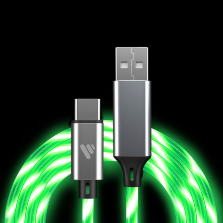 Vybe Green 3m Light Up USB-A to USB-C Charging Cable