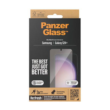 PanzerGlass Screen Protector Samsung Galaxy S24+ | Ultra-Wide Fit W. EasyAligner