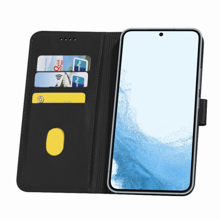 Olixar Black Vegan Leather Wallet Stand Case - For Samsung Galaxy S24 Plus