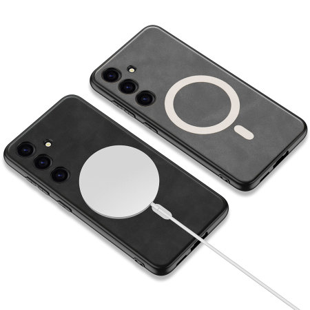 Olixar Grey Vegan Leather MagSafe Case - For Samsung Galaxy S24 Plus