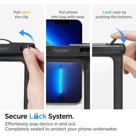 Spigen Two Pack Universal Waterproof Phone Pouches with Lanyard - Black
