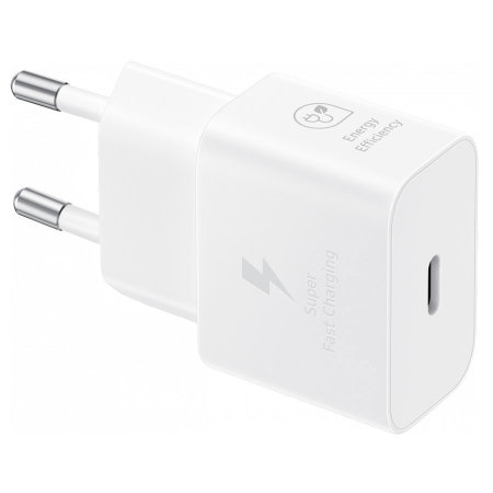 Official Samsung 25W White USB-C EU Super Fast Mains Charger with 1m USB-C Cable - For Samsung Galaxy S24 Plus