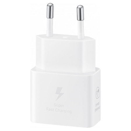 Official Samsung 25W White USB-C EU Super Fast Mains Charger with 1m USB-C Cable - For Samsung Galaxy S24 Plus