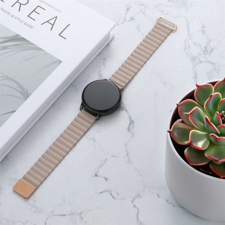 Olixar Beige Genuine Leather Magnetic Band - For Google Pixel Watch 2