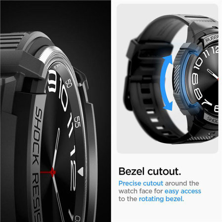 Spigen Black Rugged Armor Pro Band with Integrated Case - For Samsung Galaxy Watch 6 Classic (47mm)